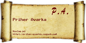 Priher Avarka névjegykártya